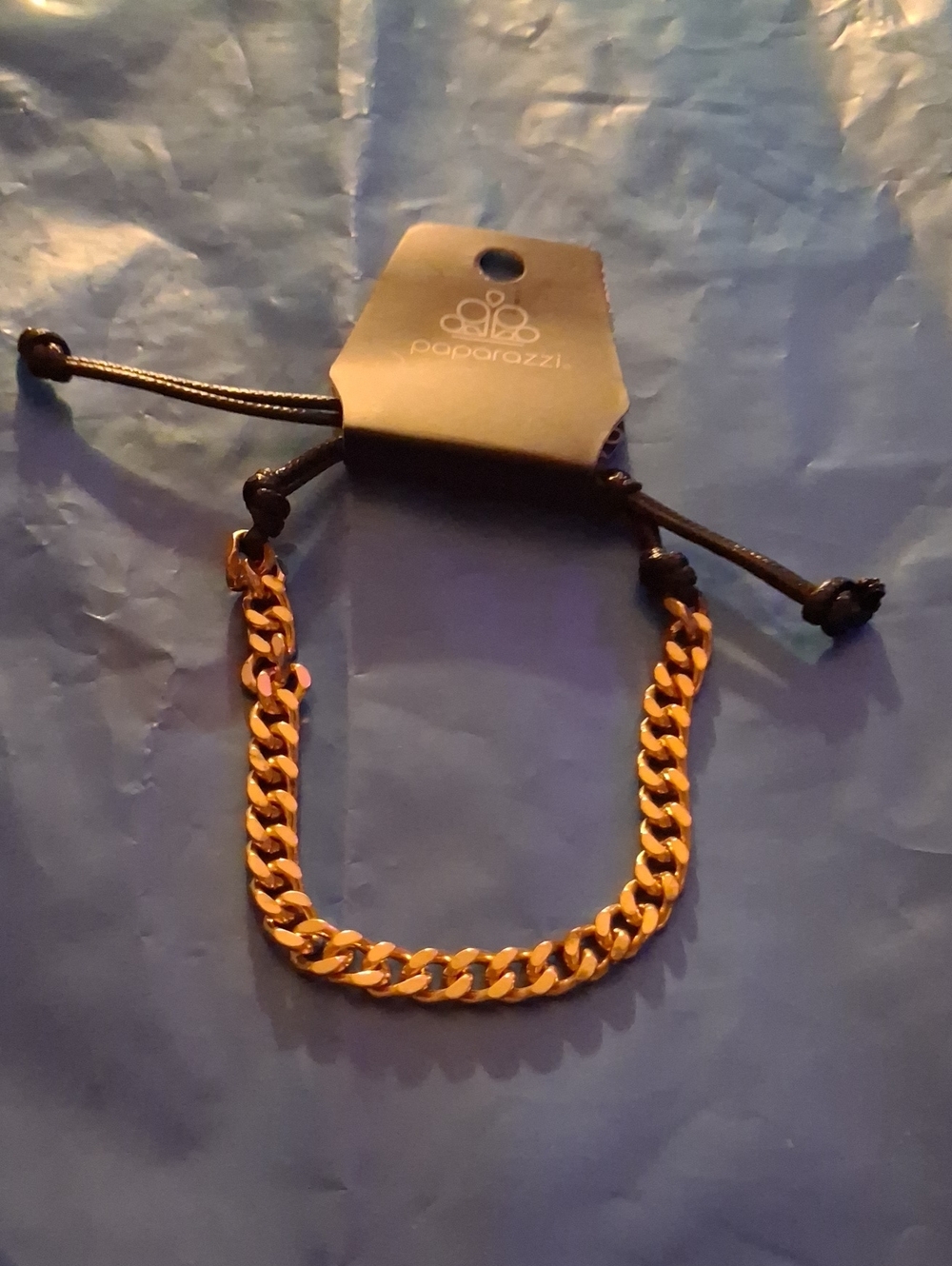 paparazzi Men’s Gold-Tone Curb Chain Bracelet with Adjustable Cord